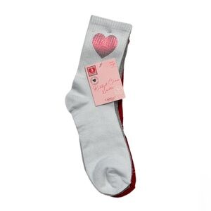Capelli of New York Heart Design Socks - 3 pairs - White, Light Gray and Red